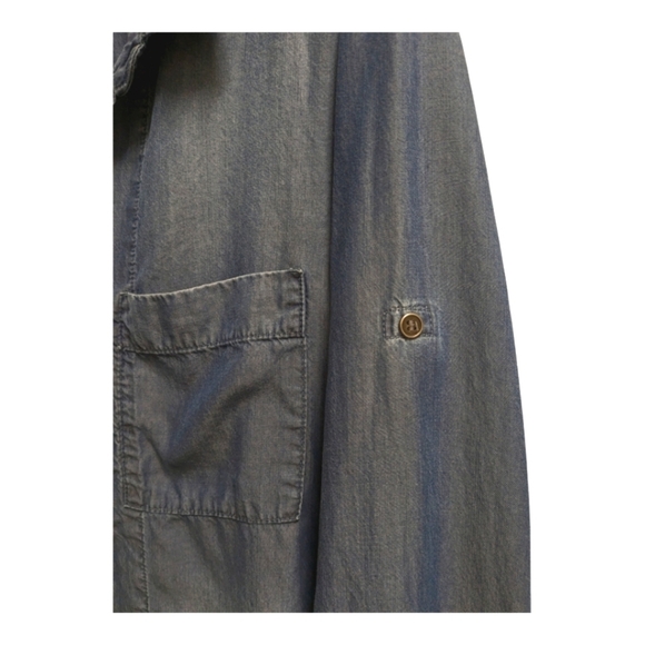 Cloth and Stone Long Sleeve Point Collar Chambray Shirt blue medium - Picture 4 of 4